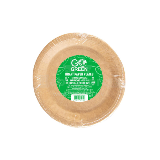 Kraft paper plates Go Green Ø18cm 20 pcs/0,14kg