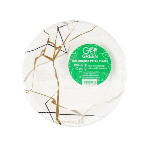 Ekoloģiski papīra šķīvji Marble Go Green Ø18cm 10 gab./ 0,07kg 