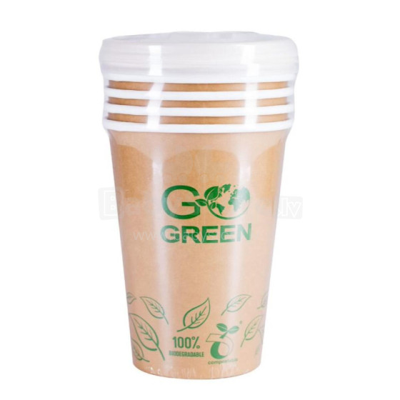 Kompostuojami maisto indai su dangteliais Go Green, 940 ml, 5 vnt., 0,131 kg