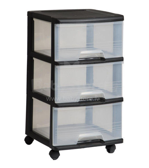 Stalčių sistema su 3 stalčiais 20L Drawer System 37x39x61cm juoda/skaidri 