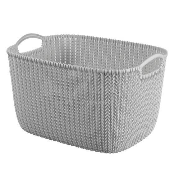 Basket Knit L rectangle 19L 40x30x23cm light grey