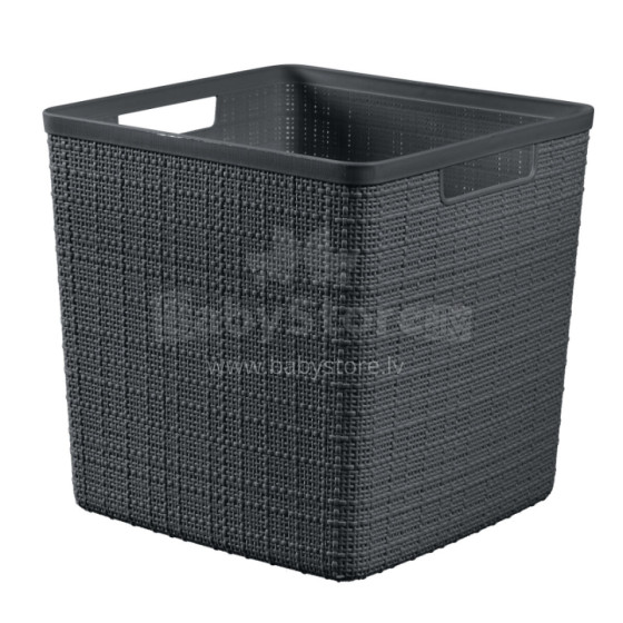 Basket Jute square 17L 28x28x27cm dark grey