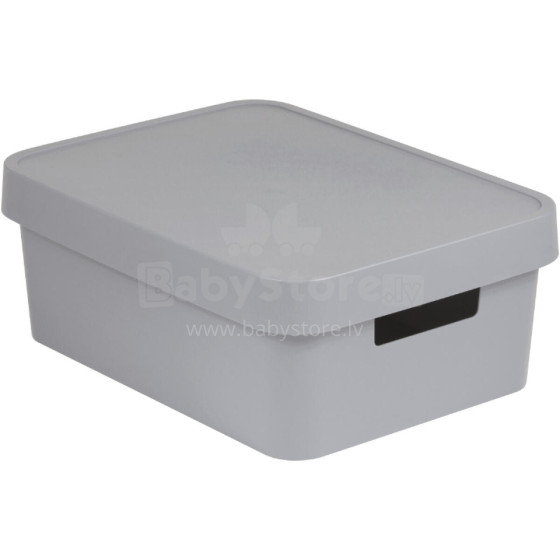 Box with lid Infinity Recycled 11L 36x27x14cm grey