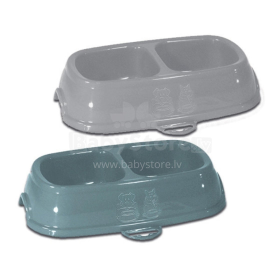 Feed bowl Break 13 0,2+0,2L 21x13x5cm assorted grey/blue