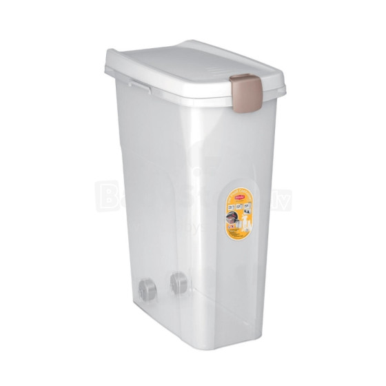 Container with wheels for storing pet food 15kg 40L 45x27x61cm transparent/white