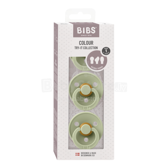 Bibs Try-It Art.49268 Sage, Pacifier, 100% natural 3 pcs