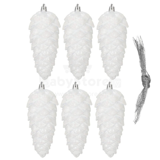 Christmas tree pendants cones Springos CA1170 6 pcs 14 cm