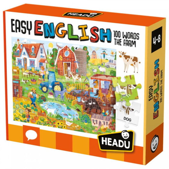 HEADU Развивающая игра Easy English 100 слов ферма