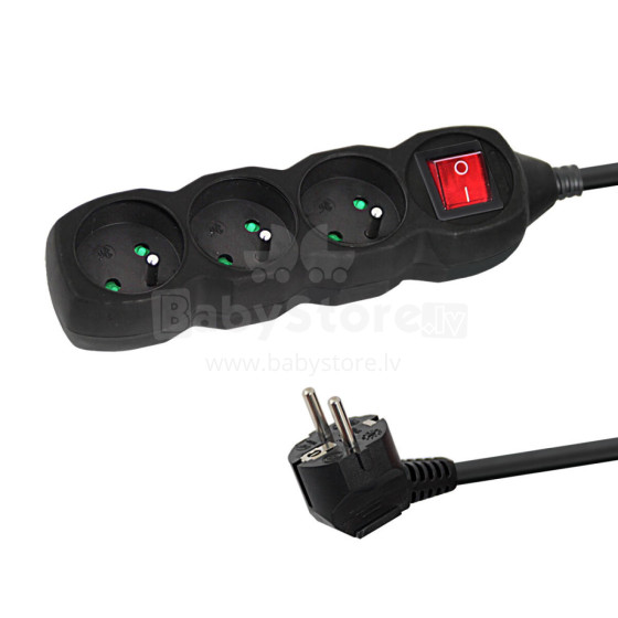 ESPERANZA POWER STRIP 3 SOCKETS SWITCH 1.5M BLACK