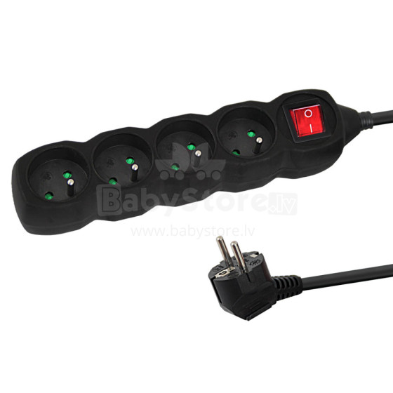 ESPERANZA POWER STRIP 4 SOCKETS SWITCH 1.5M BLACK