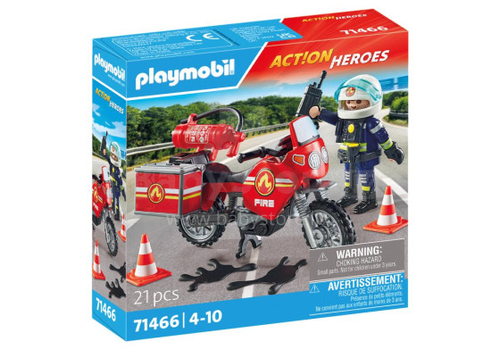 PLAYMOBIL ACTION HEROES Ugniagesių motociklas ir alyvos išsiliejimas 71466