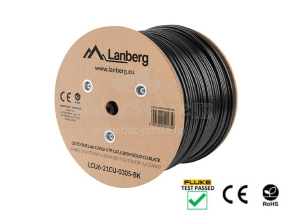 Lanberg LCU6-21CU-0305-BK networking cable Black 305 m Cat6 U/UTP (UTP) outdoor