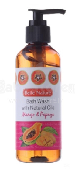 Belle nature bath gel w. oils mango/papaya 200ml