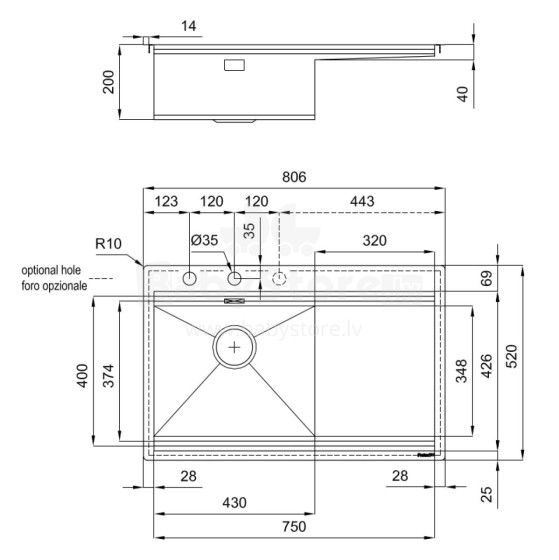 FOSTER 1040051 MILANELLO WRKST 806x520 FM 1 RHB+DR