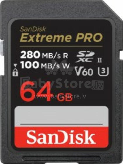SanDisk SDXC 64 GB Extreme Pro 280/100 MB/s V60 UHS-II