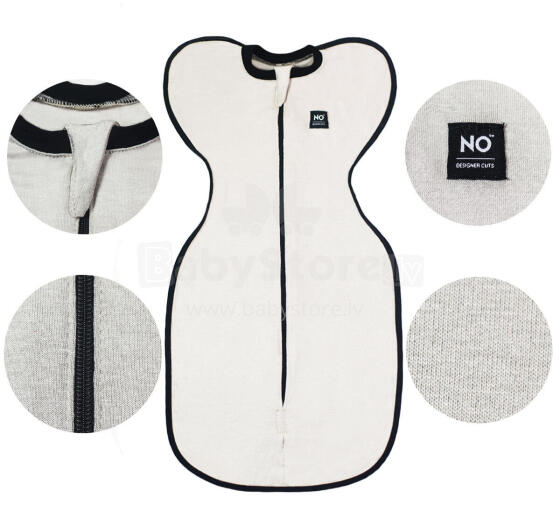 La Bebe™ NO Swaddle Up S Art.224710 White Medvilninis miegmaišis-vystyklai S dydžio.