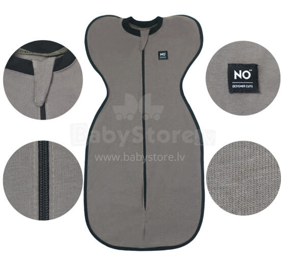 La Bebe™ NO Swaddle Up S Art.224711 Grey Medvilninis miegmaišis-vystyklai S dydžio.