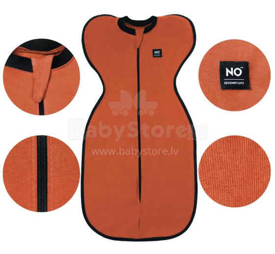 La Bebe™ NO Swaddle Up S Art.224712 Orange  Medvilninis miegmaišis-vystyklai S dydžio.