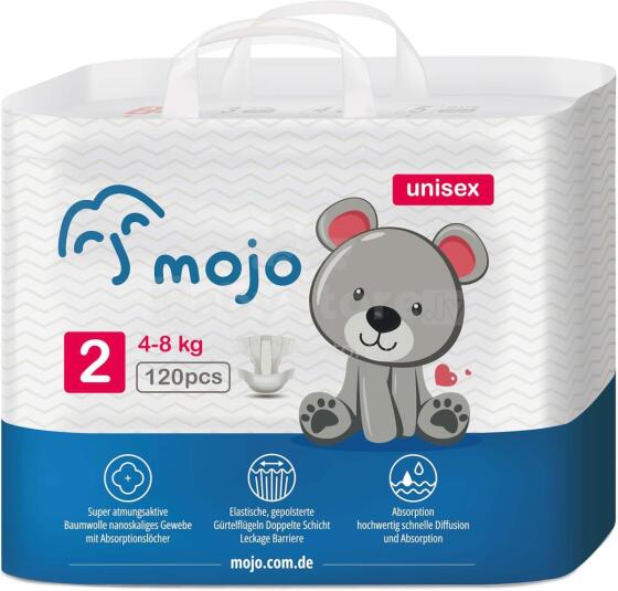 Mojo Baby Nappies Art.121310 Ekologiškos sauskelnės iš 3 dydžio bambuko pluošto, 4–8 kg