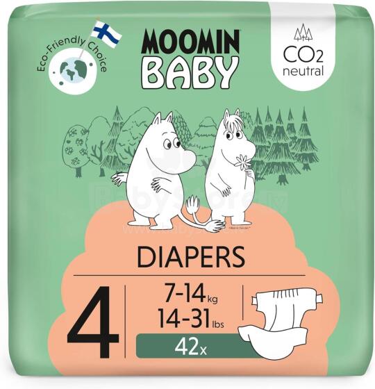 Moomin Baby Eco Nappie Art.226553  Ekologiškos sauskelnės iš 4 dydžio bambuko pluošto, 7-14 kg