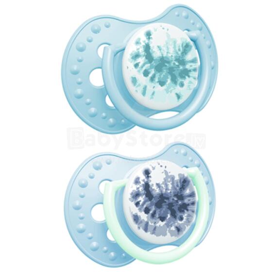 LOVI 22/917 Dynamic silicone pacifier 0-3 m 2 pcs Tie Dye Blue Boy