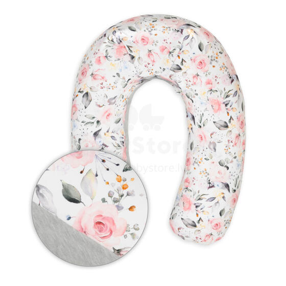 MATEX RELAX positioning pillow made of cotton jersey, length 190 cm [TB0101_R51] roses with gray*