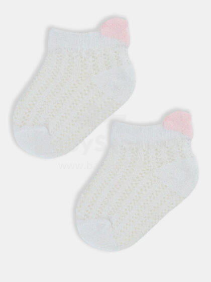 NOVITI SB071-G-01 Kūdikių kojinės žakardo 3D širdelė balta 0-6m
