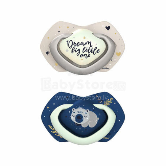 CANPOL 22/658 Silicone pacifier 0-6m symmetrical Sleepy Koala 2 pcs. blue