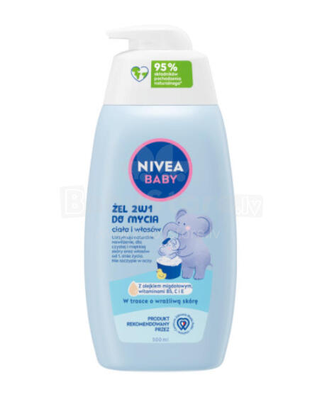 NIVEA BABY 80512 2in1 kūno ir plaukų plovimo gelis su dozatoriumi 500 ml
