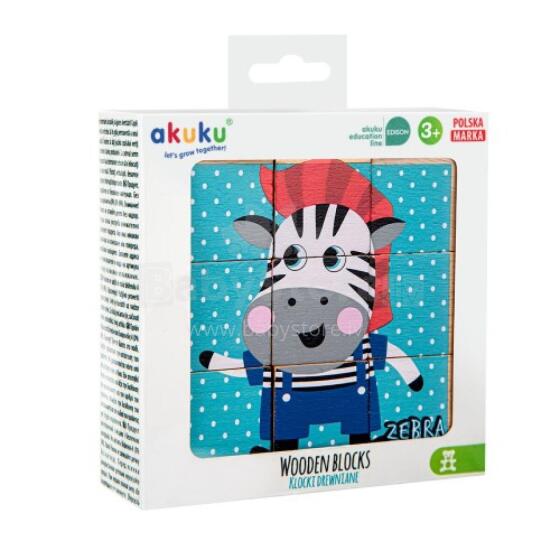 AKUKU A0612 Medinės kaladėlės 9 vnt
