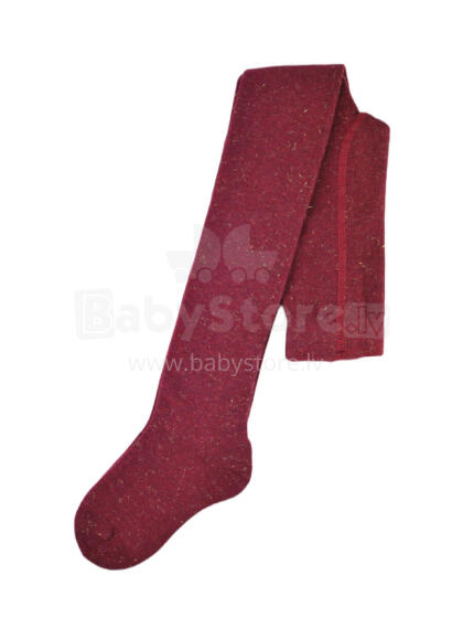 NOVITI RB002-G-04 Pėdkelnės medvilninės bordo spalvos melanžo aukso lureksas 68/74