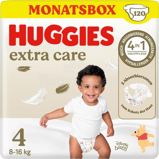Huggies Baby Nappies Extra Care Art.041549583 4 size 2x60 pcs.