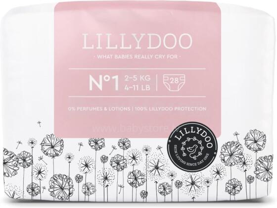 Lillydoo Sensitive Cotton Soft Nappies Art.236293 Ekologiškos sauskelnės iš 1 dydžio bambuko pluošto, 2-5 kg