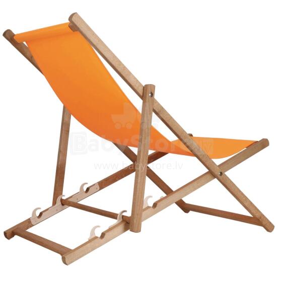 Wooden deck chair Springos DC0012 DSWY, impregnated, yellow-white fabric