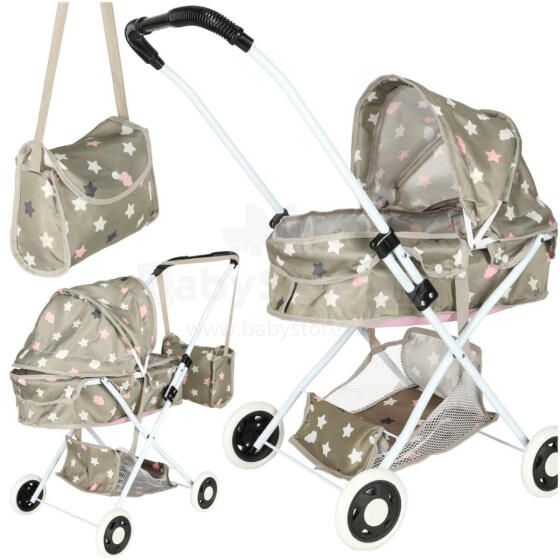 Ikonka Doll Stoller Art.KX3223 Deep gondola doll stroller + star bag