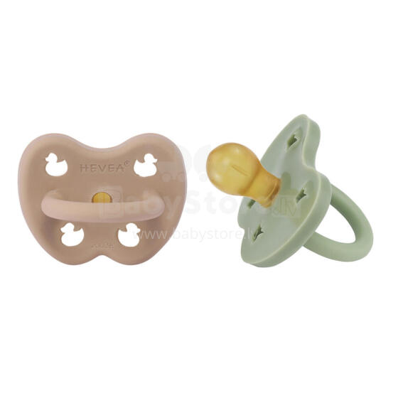 Hevea Natural Rubber Pacifier Round Art.239422 Tan Beige/Moss Green Natural anatomical 3-36 month