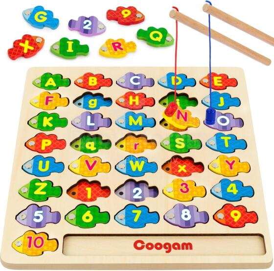 Coogam Magnetic Alphabet Numbers Fishing Game Art.241386  Деревянный пазл Монтессори Алфавит