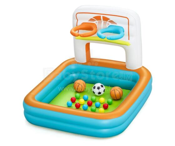 BESTWAY 52728 Daugiafunkcis pripučiamas baseinas su kamuoliu Krepšinis, kamuoliai ir futbolas 1,20x1,07