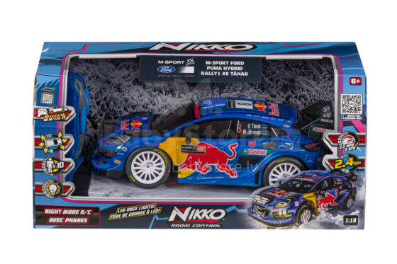 NIKKO R/C car Night Mode - 2023 M-Sport Ford Puma Hybrid Rally1 #8 Tanak, scale 1:18