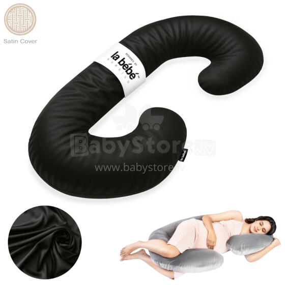 La Bebe™ Maternity Satin Pillow Sì - Duo Art.246555 Satin fabric, black. Multifunctional maternity pillow with memory foam filling