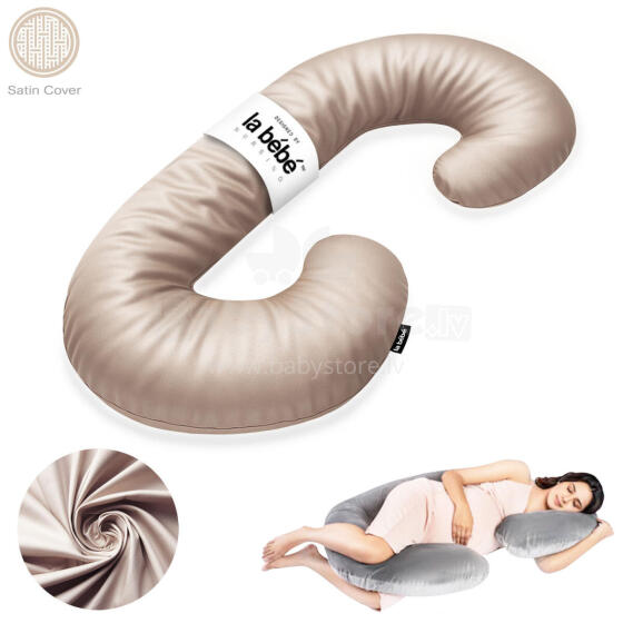 La Bebe™ Maternity Satin Pillow Sì - Duo Art.246558 Satin fabric, beige. Multifunctional maternity pillow with memory foam filling