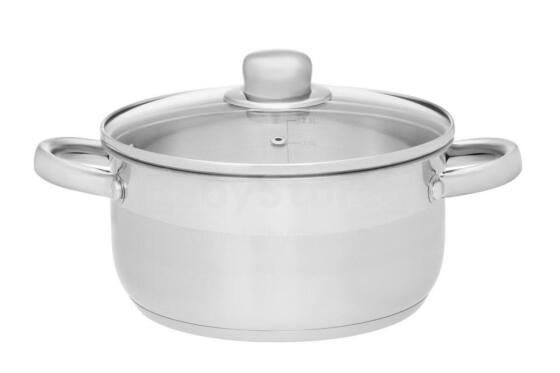 Maku Basic Pot with glass lid stainless steel 6,5 L 24 cm
