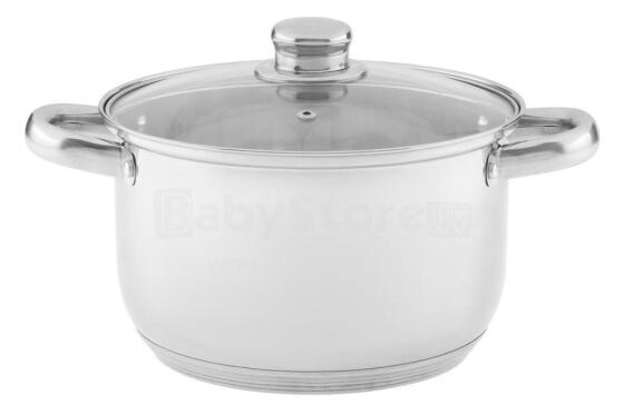 Maku Deal puodas iš nerūdijančio plieno su stikliniu dangčiu 22 cm 4,2 l