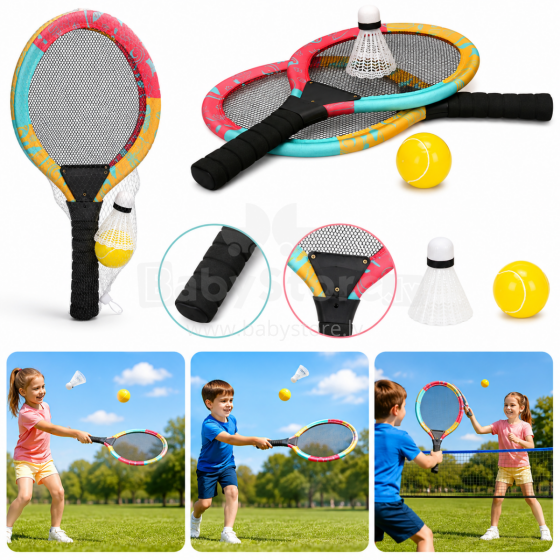 I-Toys Badminton Set Art.247341 Žaidimų raketės rinkinys (2 raketės, kamuoliukas ir plunksniukas)
