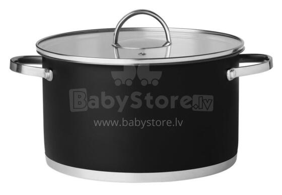 Maku puodas su stikliniu dangčiu, juodas, 5,3 l, 24 cm