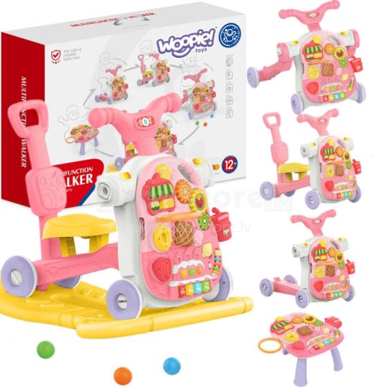 WOOPIE BABY 5in1 vaikiška vaikštynė, rožinė, 1+