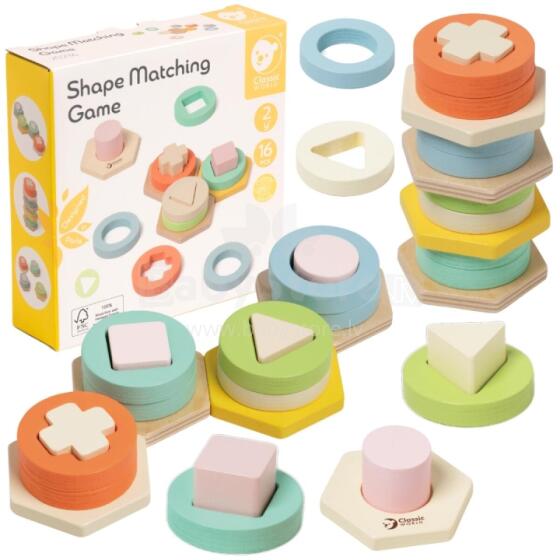 CLASSIC WORLD Montessori formų ir spalvų rūšiavimo dėlionės bokštas