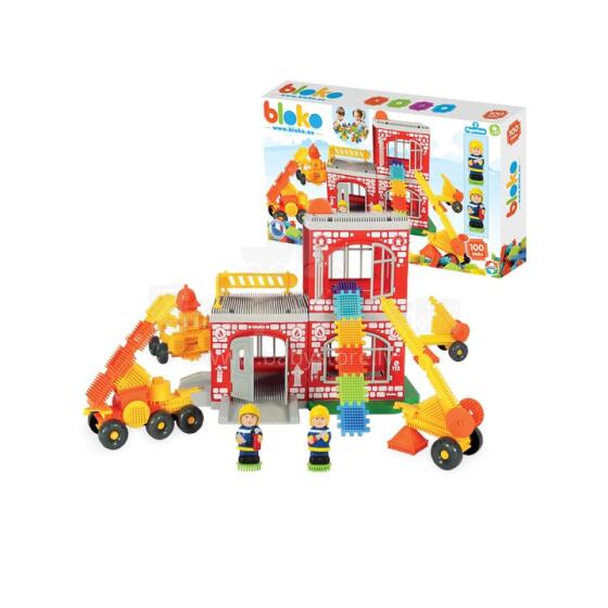 MOCHTOYS Hedgehog Pin Bricks FIRE BRIGADE in a box of 100 pieces + 2 Figures