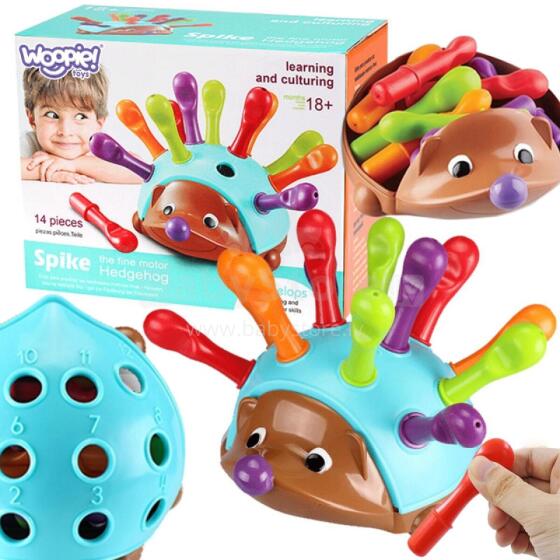 WOOPIE Ežių rūšiavimo Montessori įgūdžių žaidimas, mokantis skaičių ir spalvų 4in1