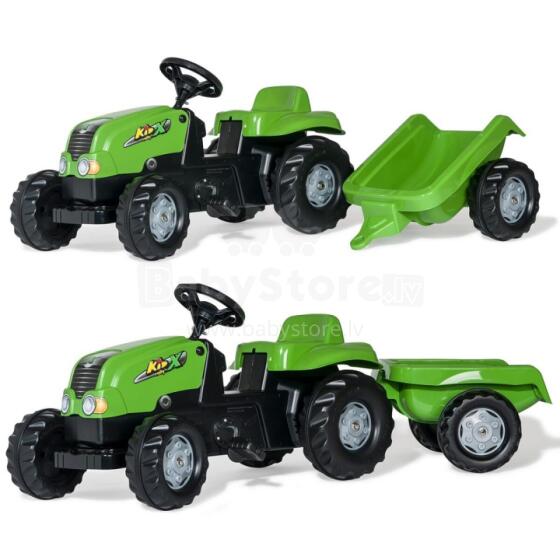 ROLLY TOYS rollyKid NH T 7040 Pedalinis traktorius su priekaba, šviesiai žalias